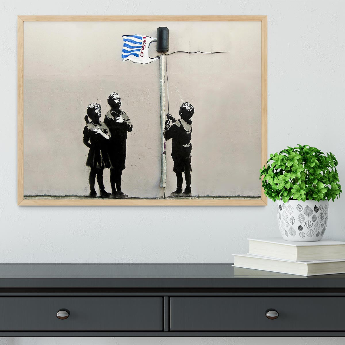 Banksy Raising the Tesco Flag (Very Little Helps) Framed Print