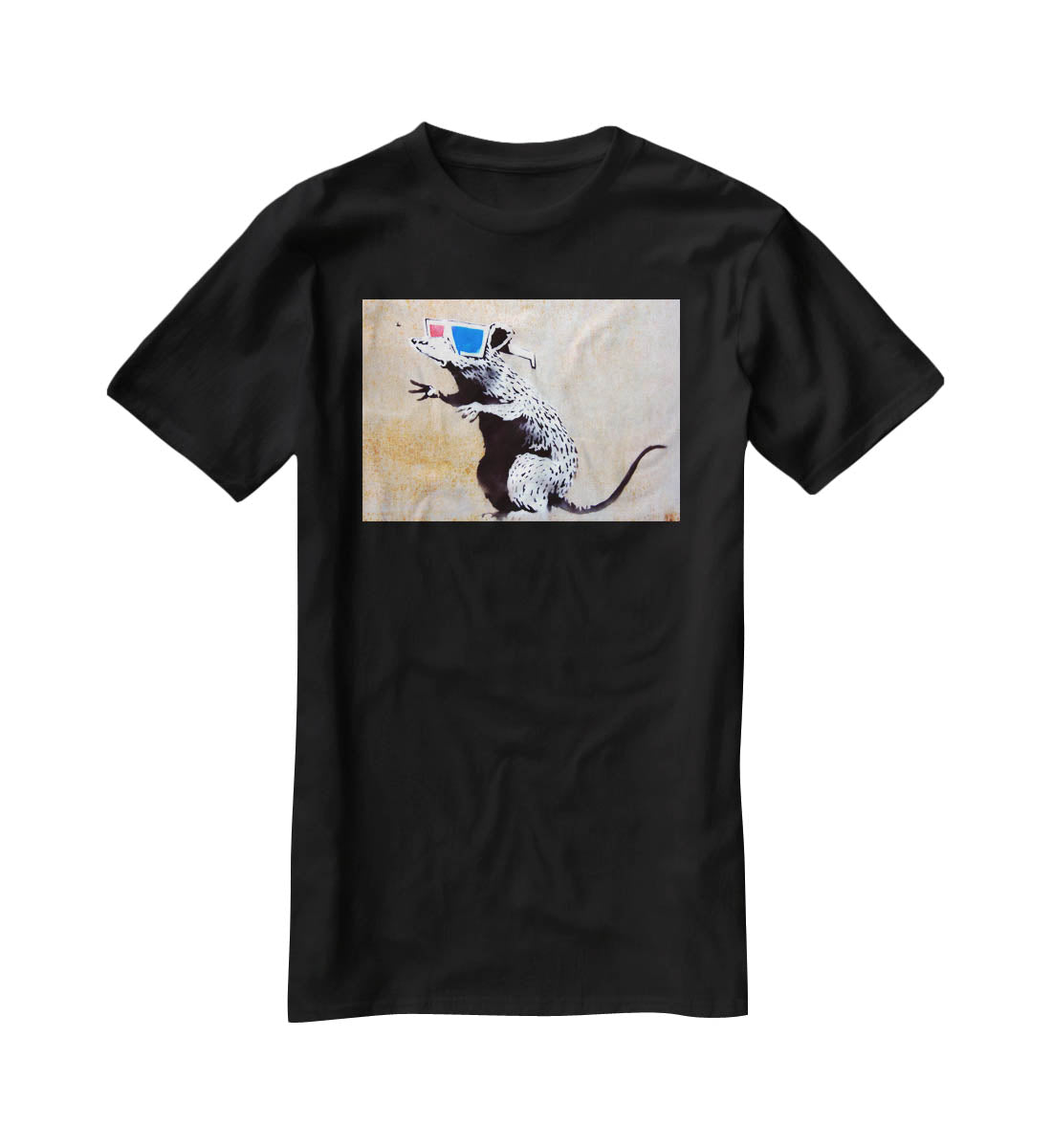 Banksy Rat Wearing 3D Glasses T-Shirt - Canvas Art Rocks - 1