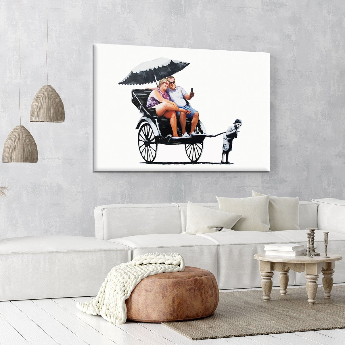 Banksy Rickshaw Kid Canvas Print or Poster