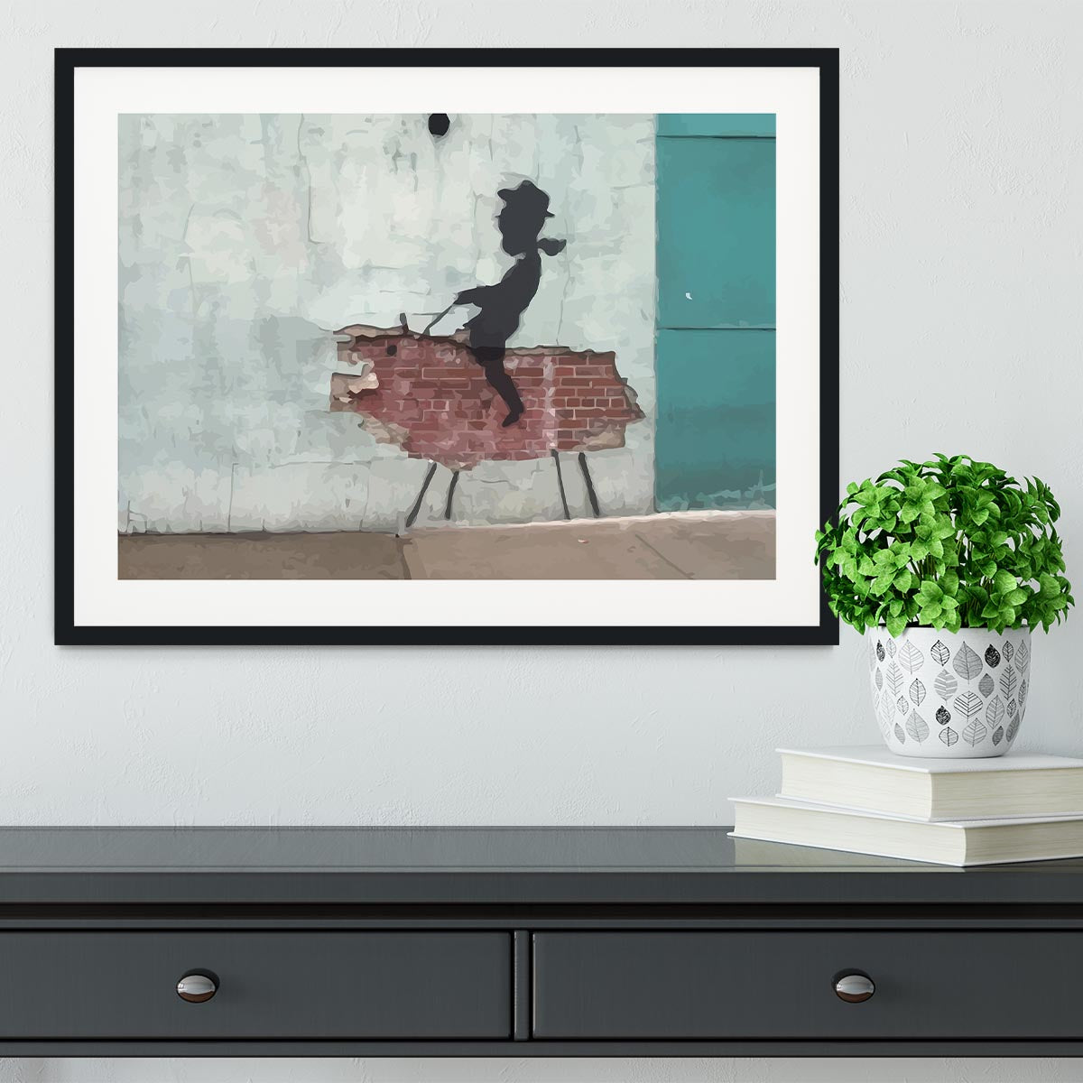 Banksy Rodeo Boy Framed Print - Canvas Art Rocks - 1