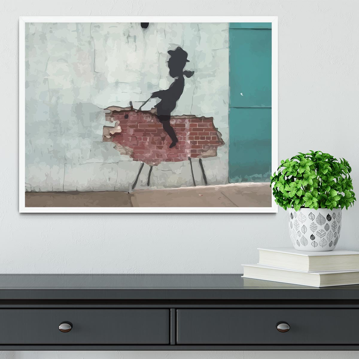 Banksy Rodeo Boy Framed Print - Canvas Art Rocks -6