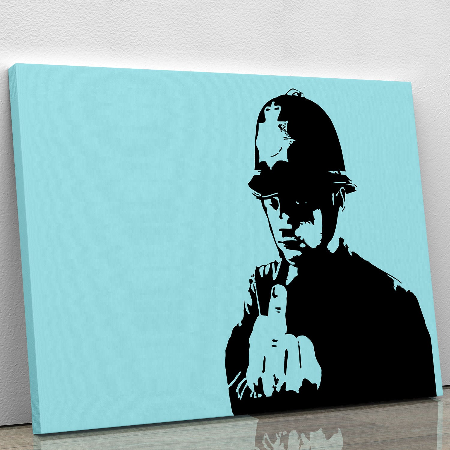 Banksy Rude Policeman Light Blue Canvas Print or Poster - Canvas Art Rocks - 1