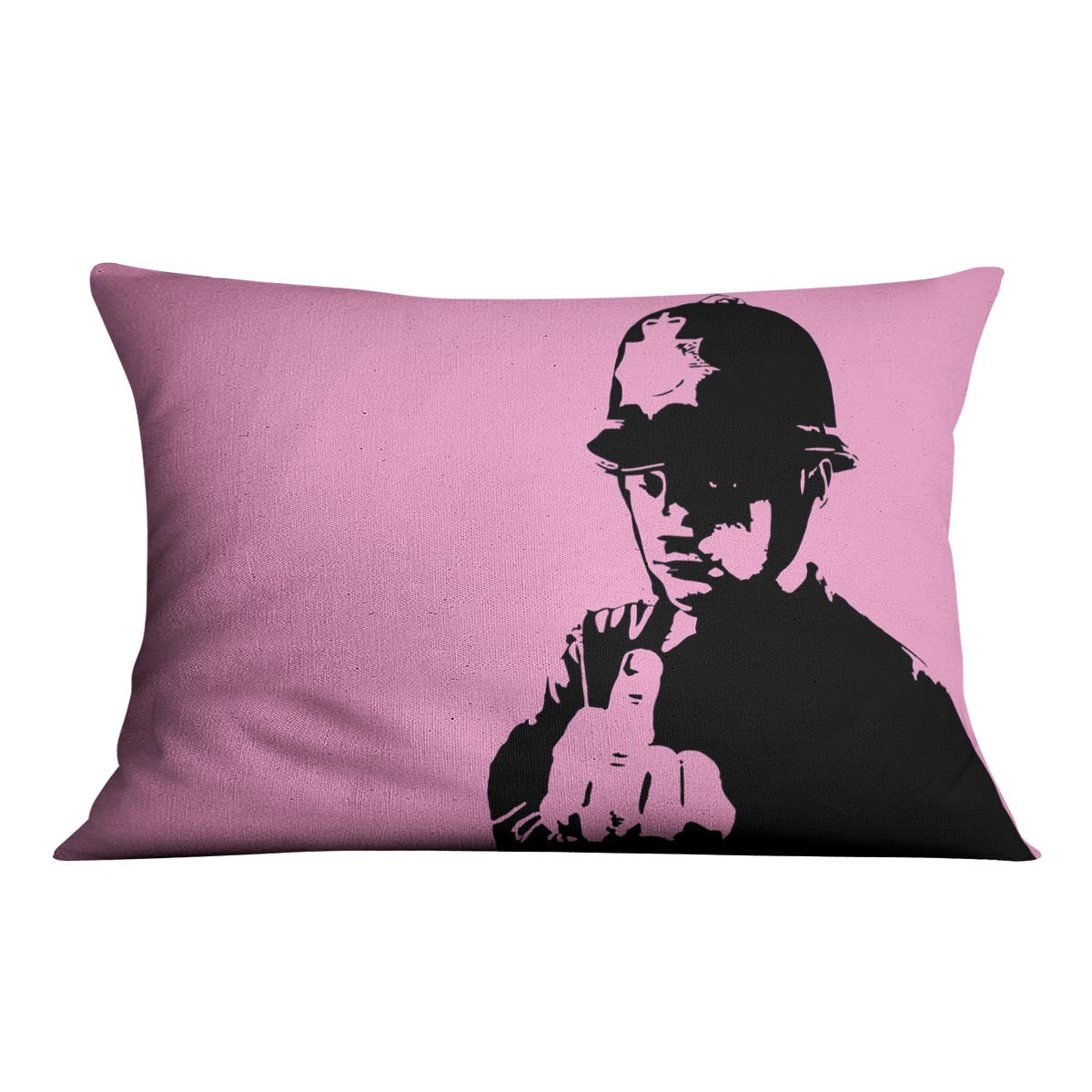 Banksy Rude Policeman Pink Cushion - Canvas Art Rocks - 4