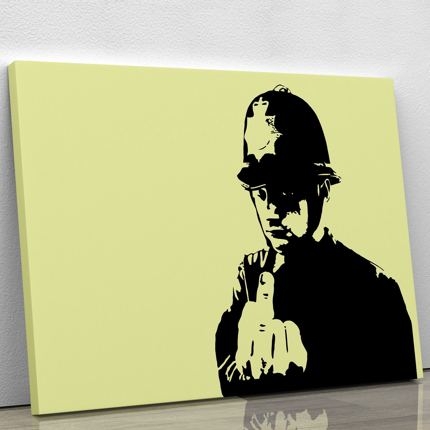 Banksy Rude Policeman Yellow Canvas Print or Poster - Canvas Art Rocks - 1