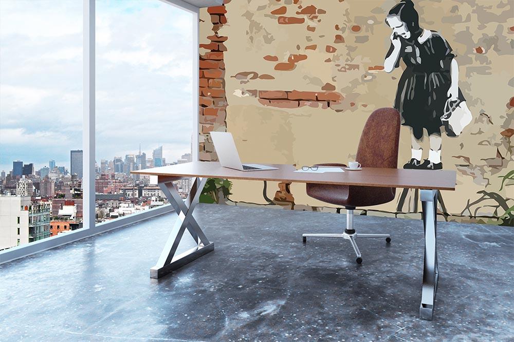Banksy School Girl Mouse Wall Mural Wallpaper - Canvas Art Rocks - 3