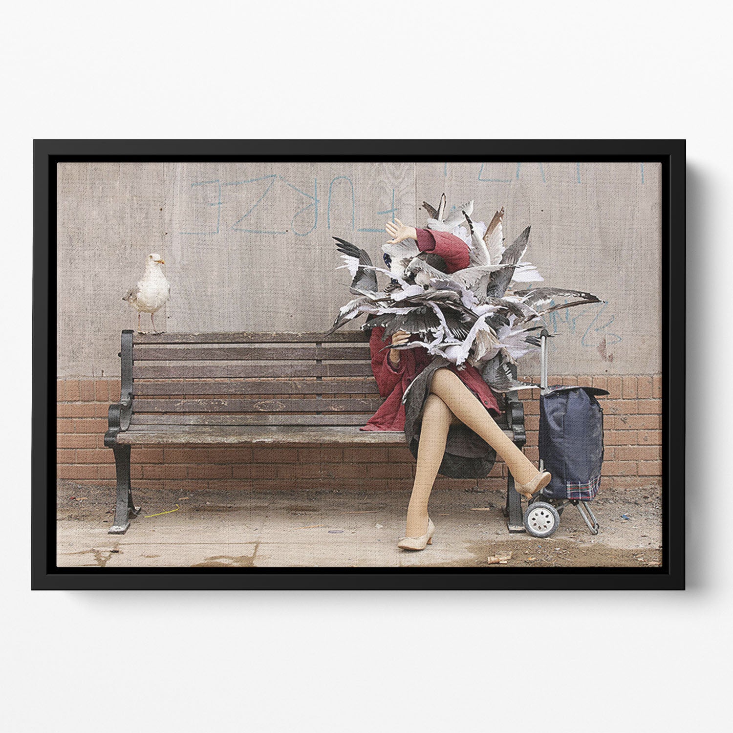 Banksy Seagulls Floating Framed Canvas