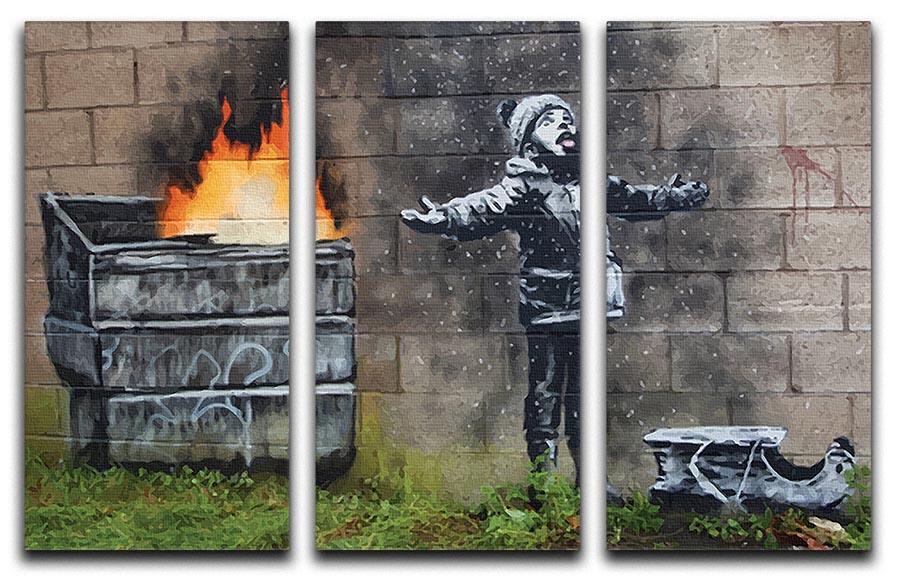 Banksy Seasons Greeting 3 Split Panel Canvas Print - Canvas Art Rocks - 1