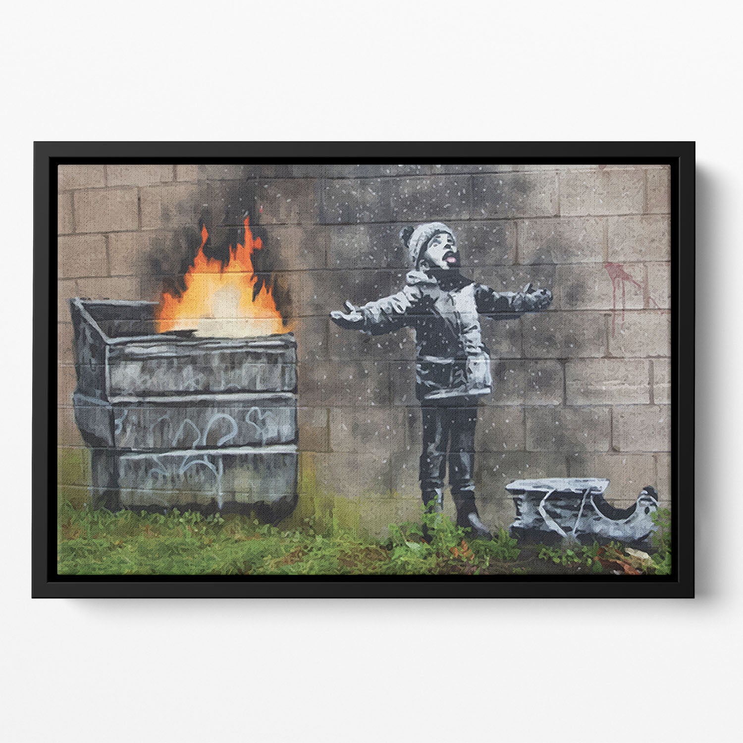 Banksy Seasons Greeting Floating Framed Canvas