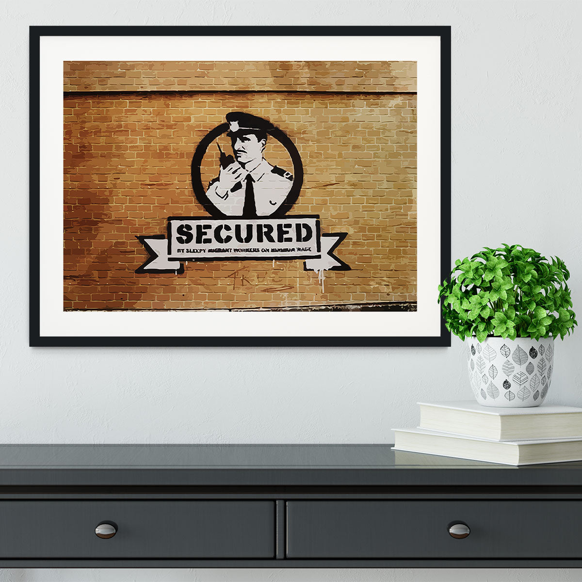 Banksy Secured Liverpool Framed Print - Canvas Art Rocks - 1