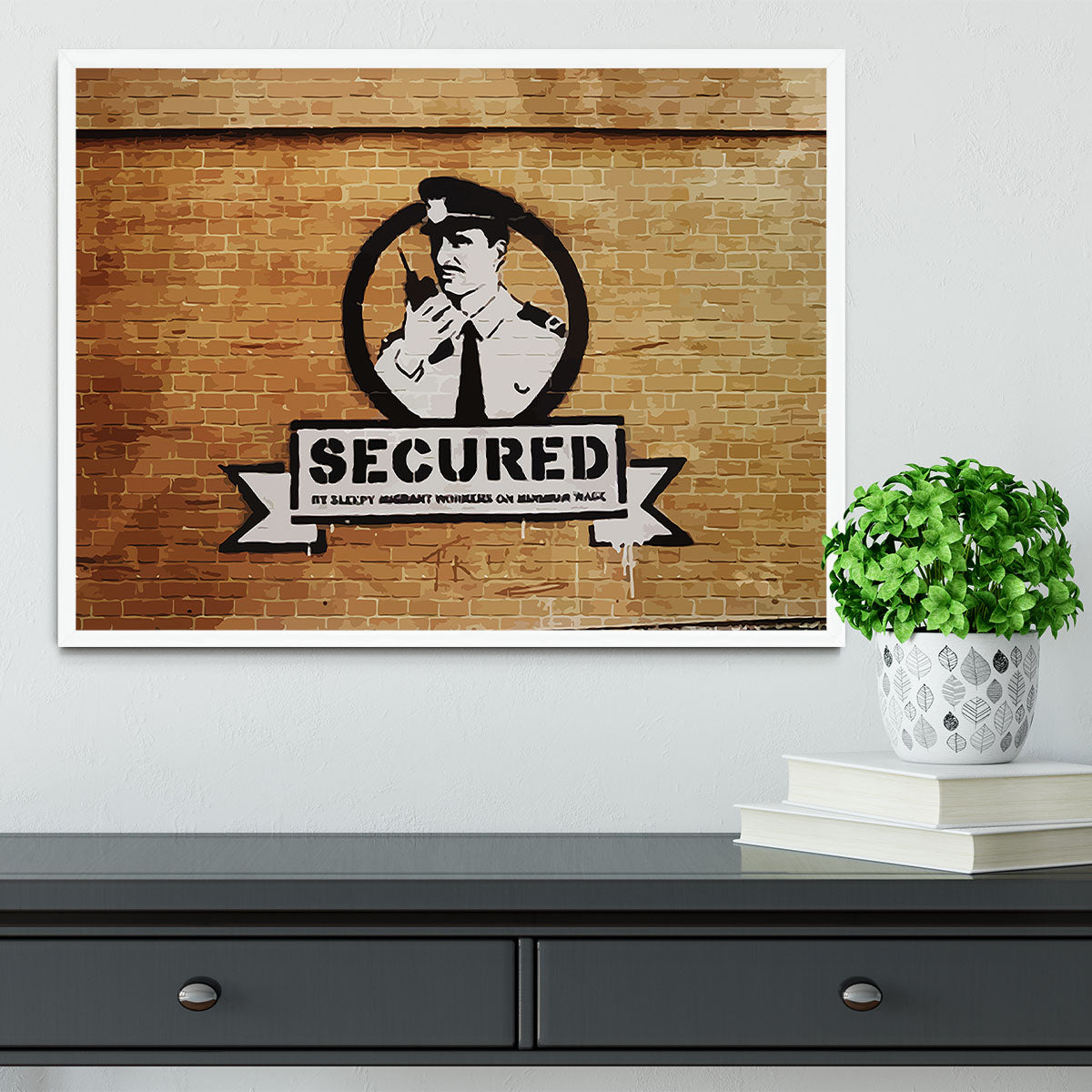 Banksy Secured Liverpool Framed Print - Canvas Art Rocks -6