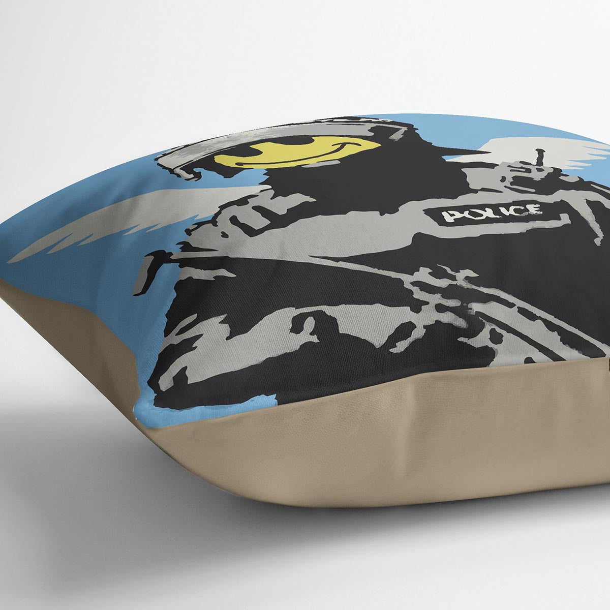 Banksy Smiley Angel Policeman Cushion