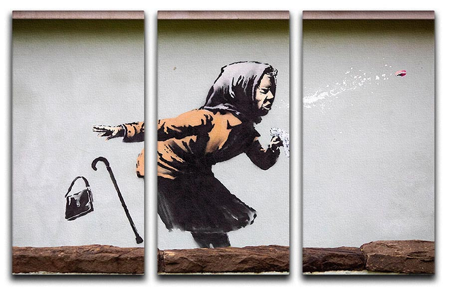 Banksy Sneezing Woman 3 Split Panel Canvas Print - Canvas Art Rocks - 1