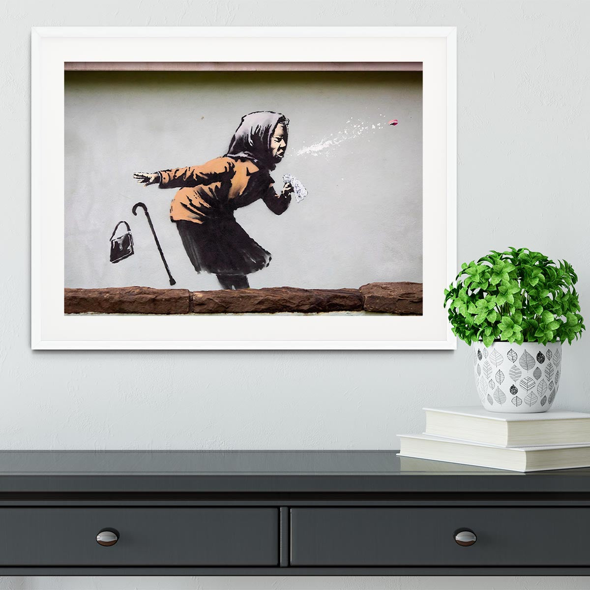 Banksy Sneezing Woman Framed Print - Canvas Art Rocks - 5