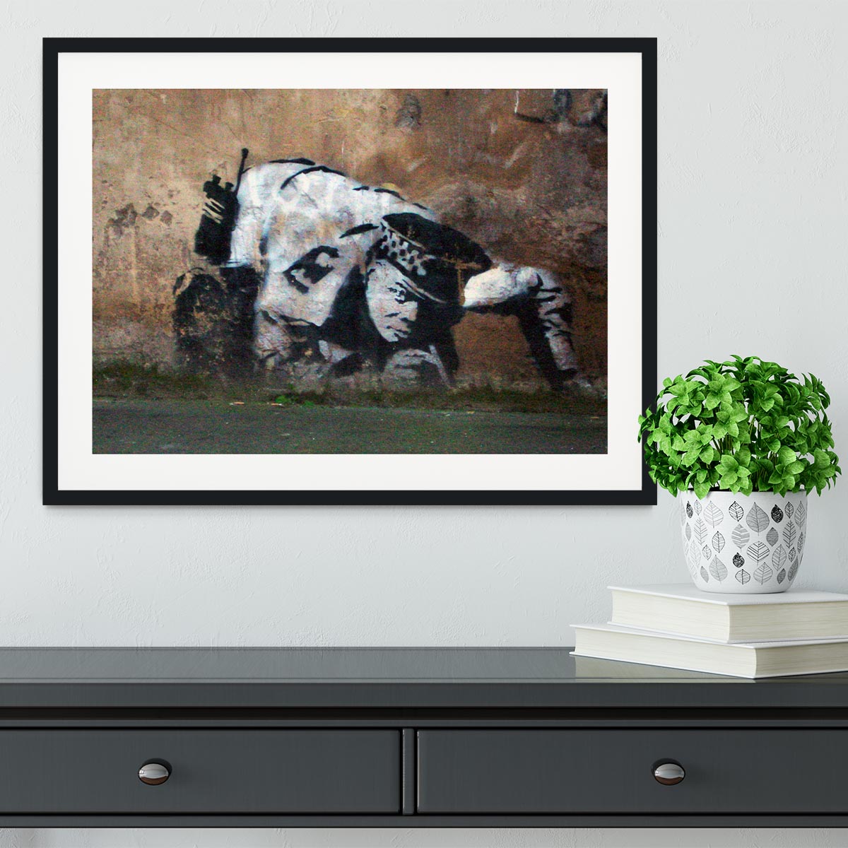 Banksy Snorting Policeman Framed Print - Canvas Art Rocks - 1