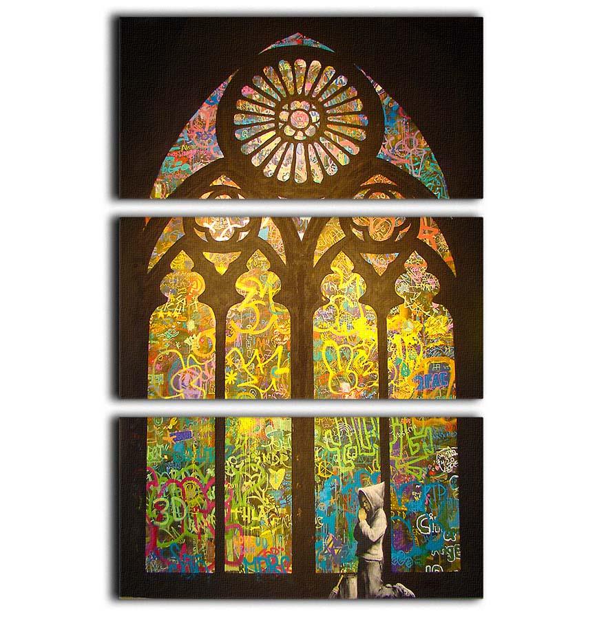 Banksy Stained Glass Window 3 Split Panel Canvas Print - Canvas Art Rocks - 1