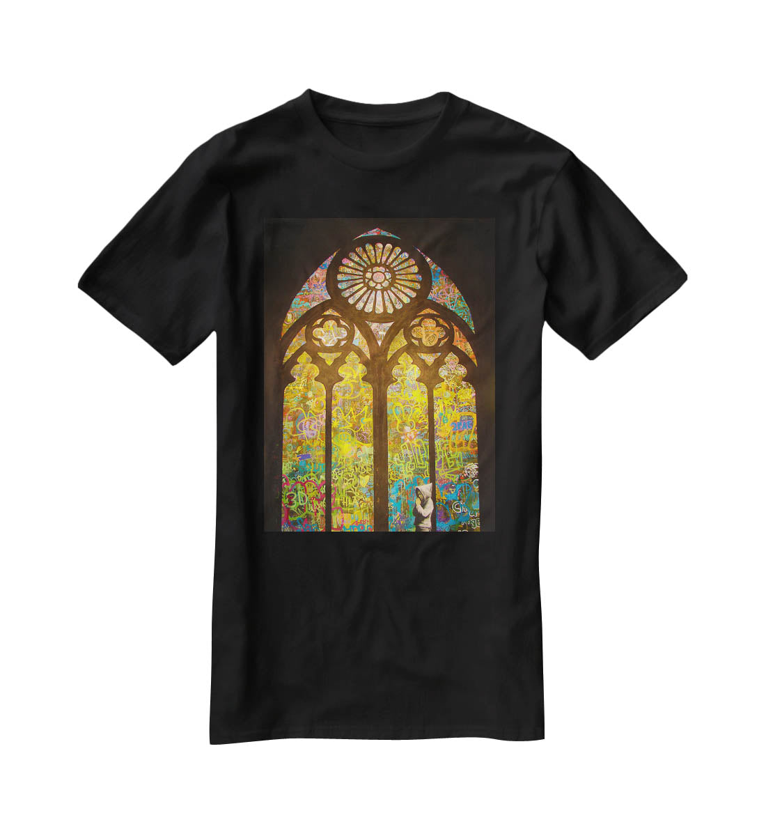 Banksy Stained Glass Window T-Shirt - Canvas Art Rocks - 1