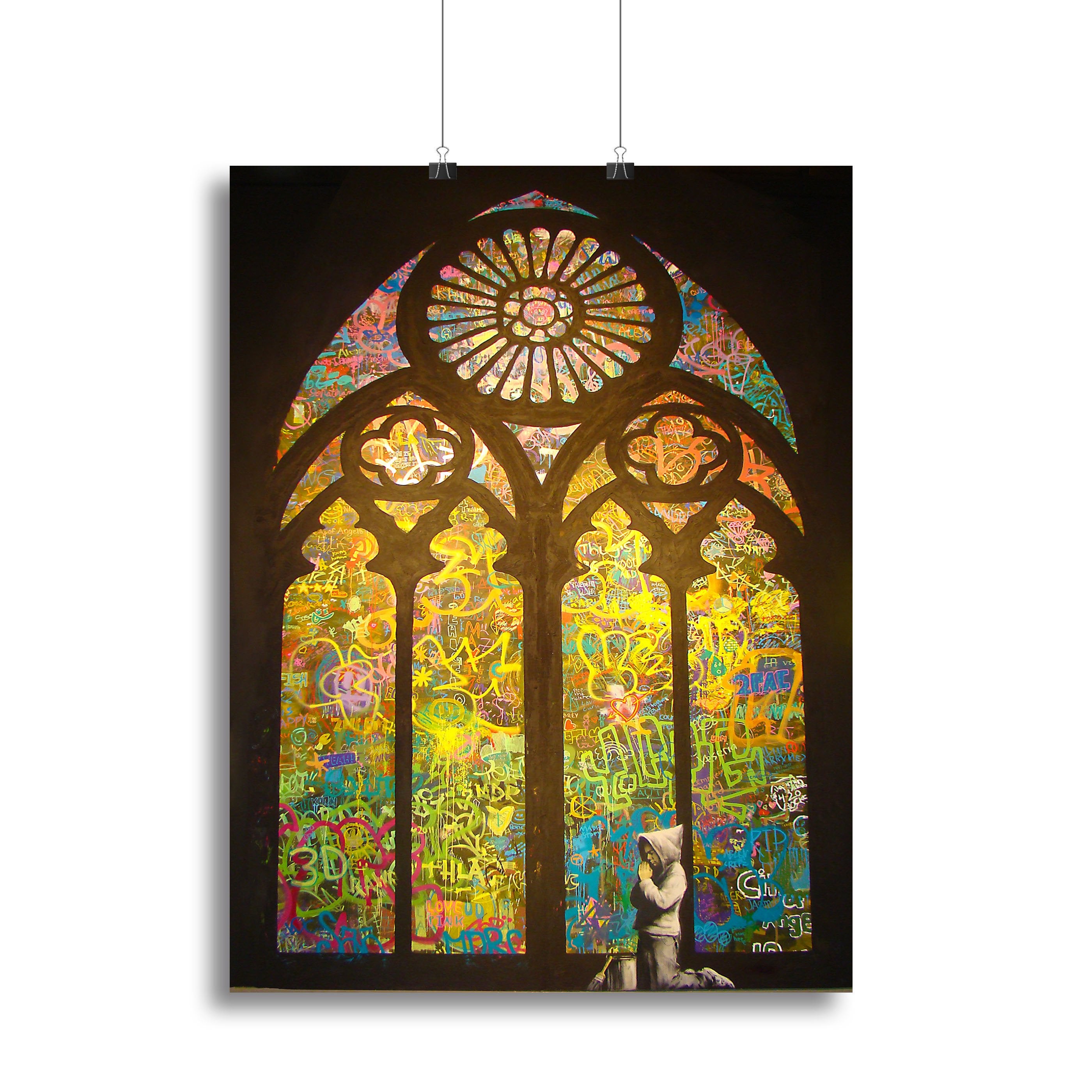 Banksy Stained Glass Window Canvas Print or Poster