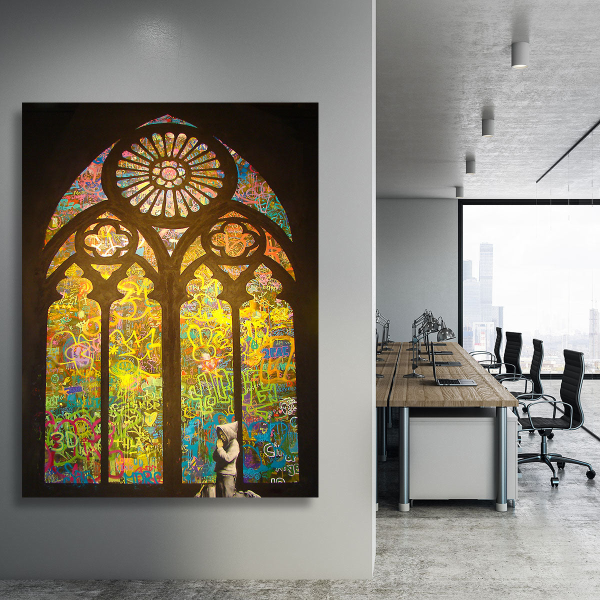 Banksy Stained Glass Window Canvas Print or Poster - Canvas Art Rocks - 3