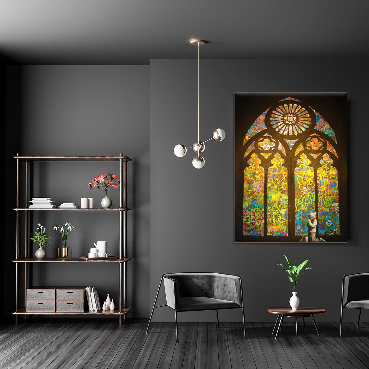 Banksy Stained Glass Window Canvas Print or Poster - Canvas Art Rocks - 5