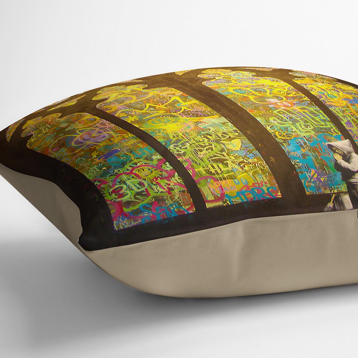 Banksy Stained Glass Window Cushion