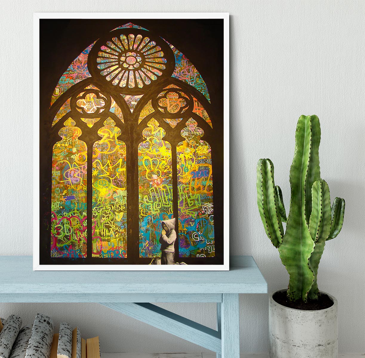 Banksy Stained Glass Window Framed Print - Canvas Art Rocks -6