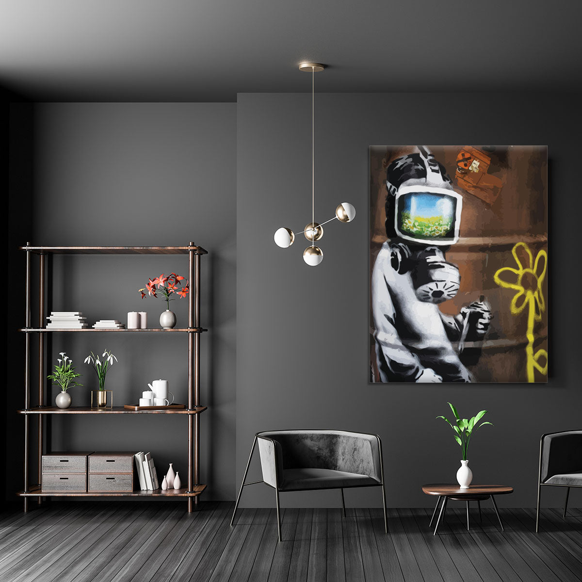 Banksy Sunflower Field Gas Mask Canvas Print or Poster - Canvas Art Rocks - 5