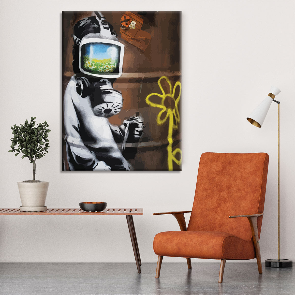 Banksy Sunflower Field Gas Mask Canvas Print or Poster - Canvas Art Rocks - 6