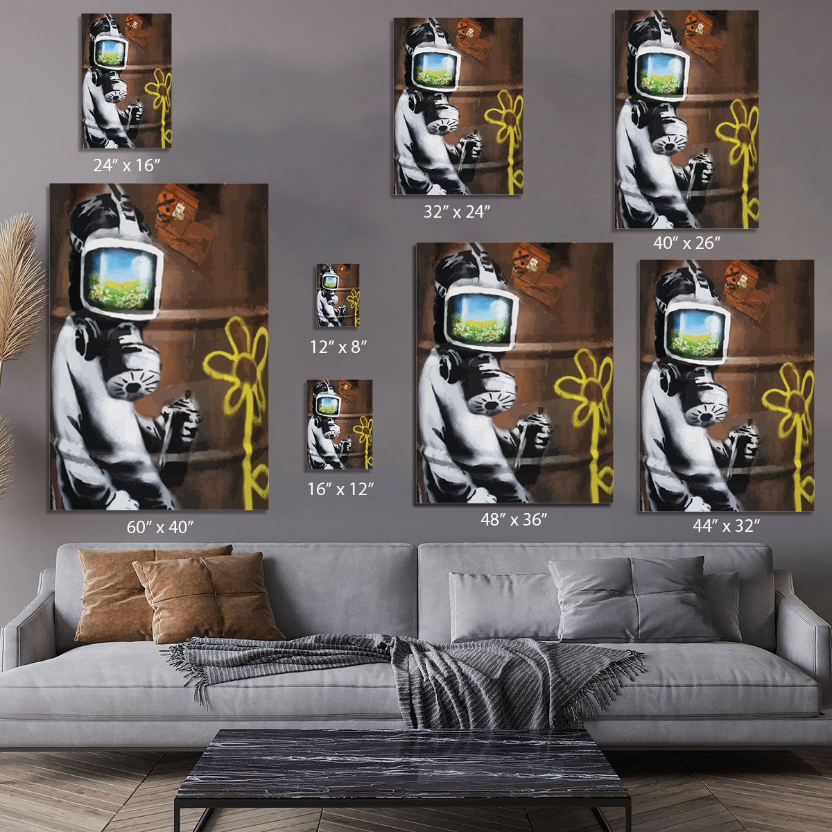 Banksy Sunflower Field Gas Mask Canvas Print or Poster - Canvas Art Rocks - 7