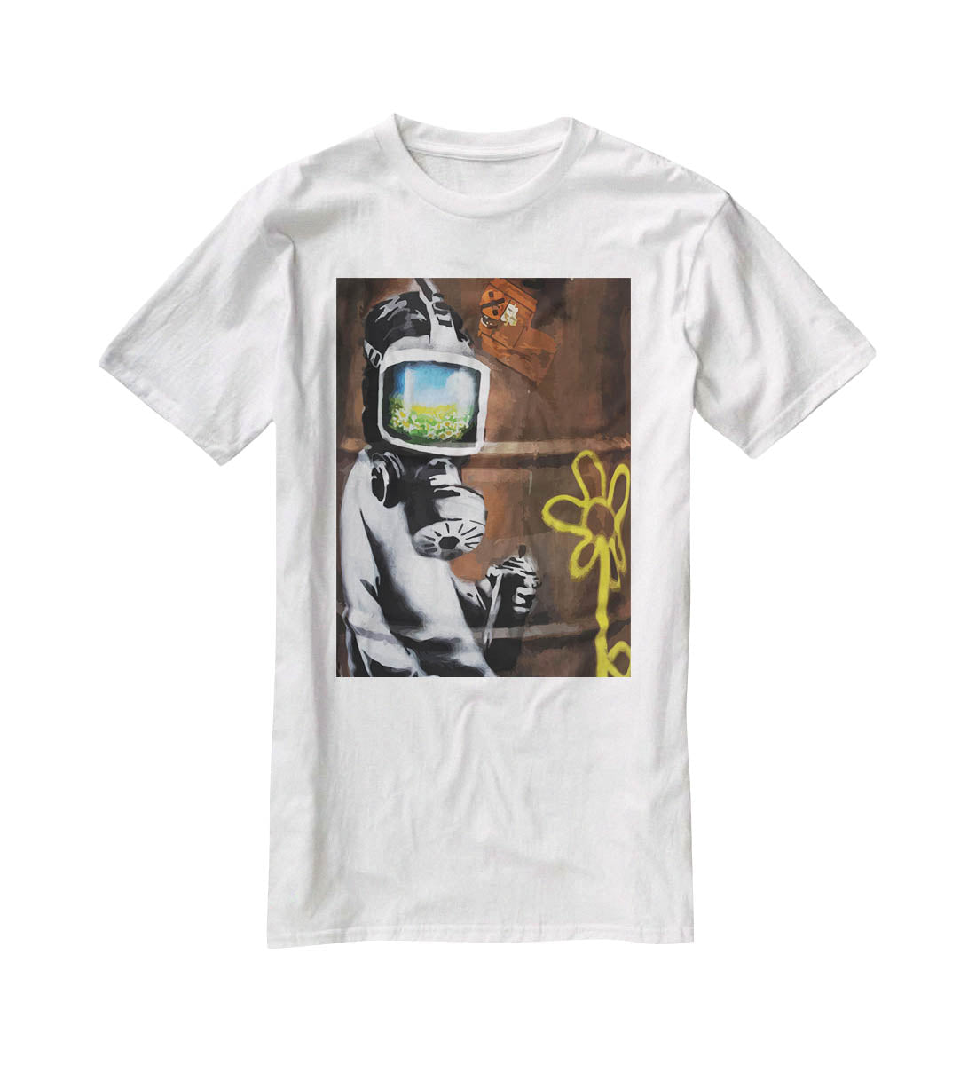 Banksy Sunflower Field Gas Mask T-Shirt - Canvas Art Rocks - 5