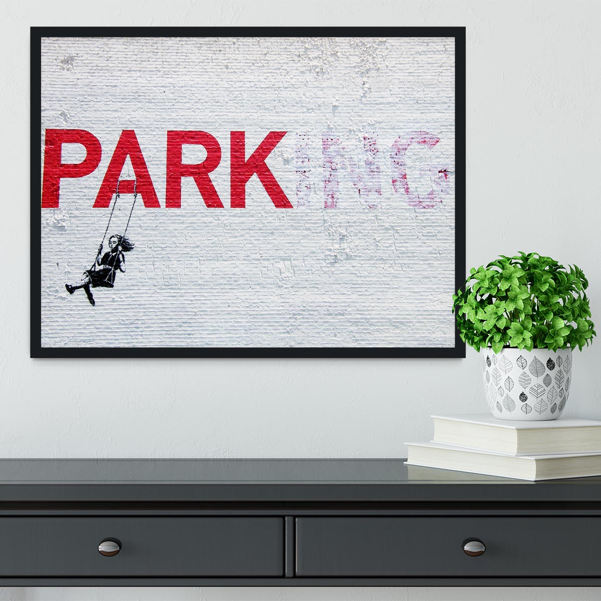 Banksy Swing Girl Framed Print - Canvas Art Rocks - 2