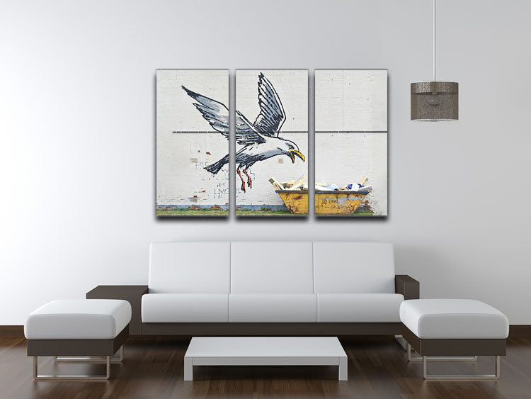 Banksy Swooping Seagull Lowestoft 3 Split Panel Canvas Print - Canvas Art Rocks - 3