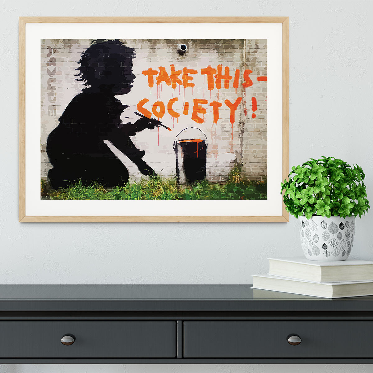 Banksy Take This Society Framed Print - Canvas Art Rocks - 3
