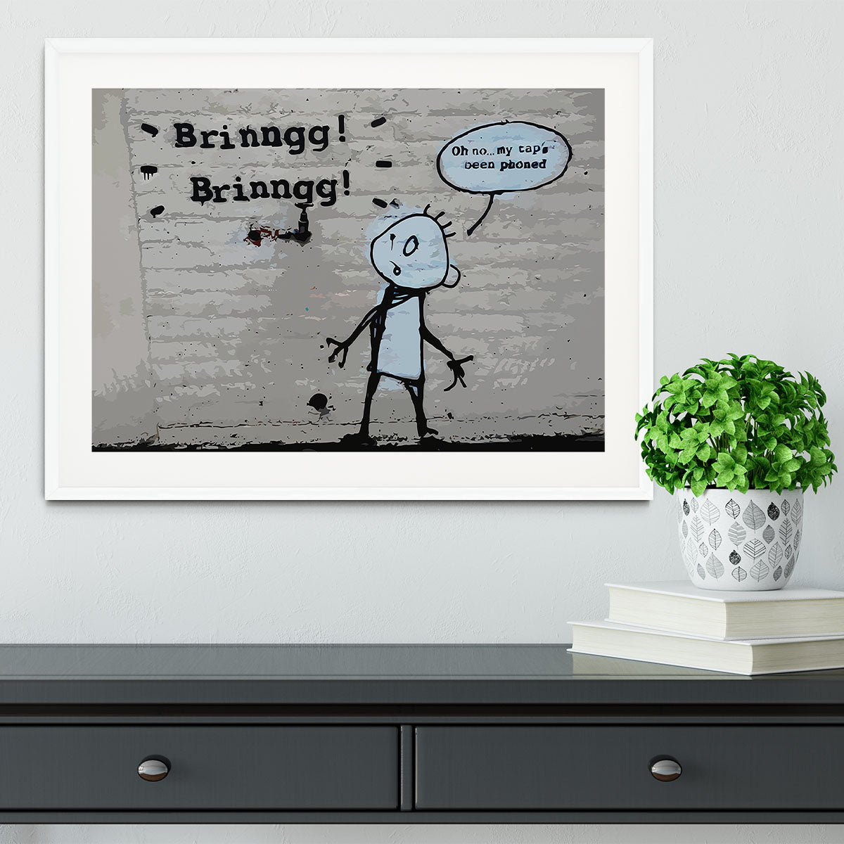 Banksy Tap Phoned Framed Print - Canvas Art Rocks - 5