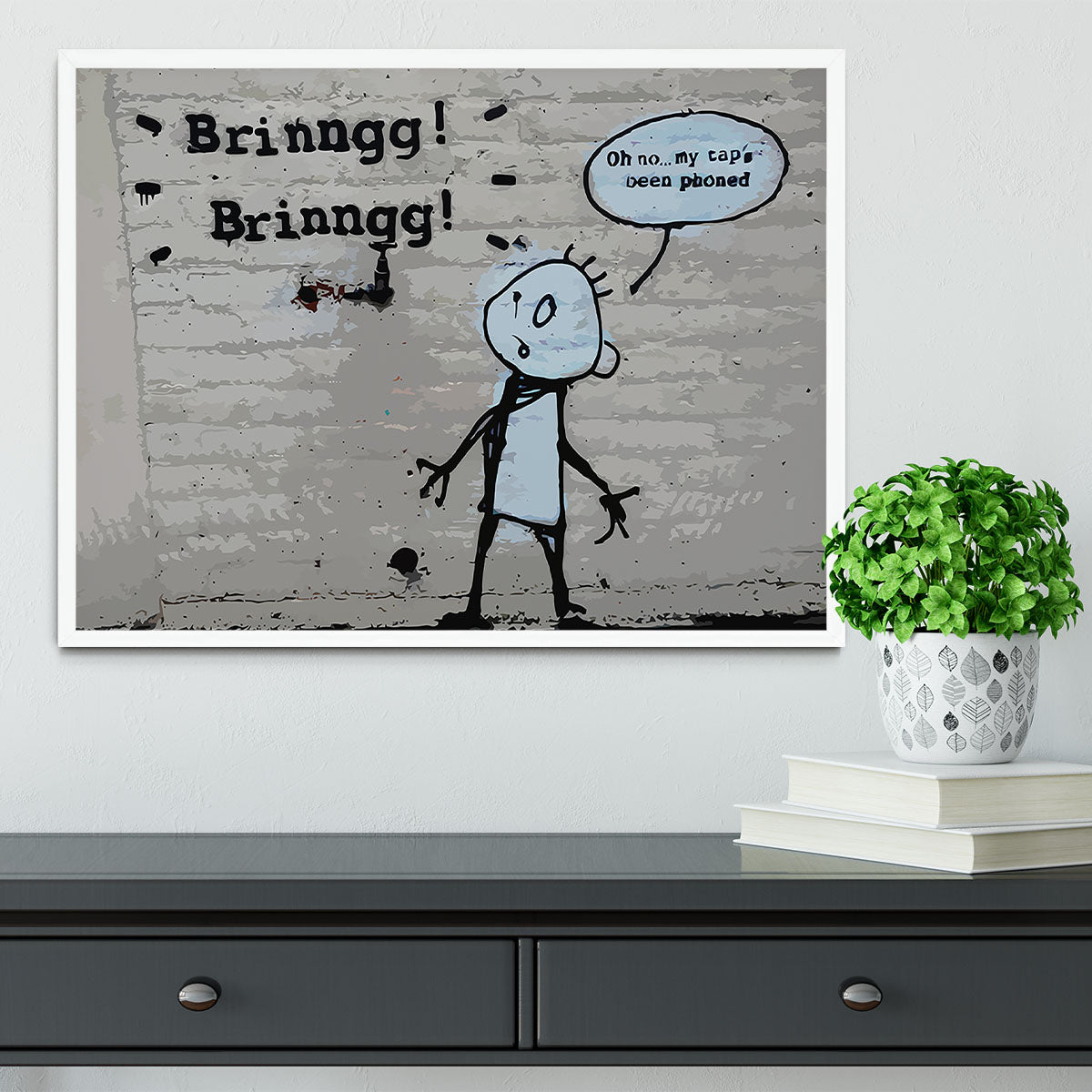 Banksy Tap Phoned Framed Print - Canvas Art Rocks -6