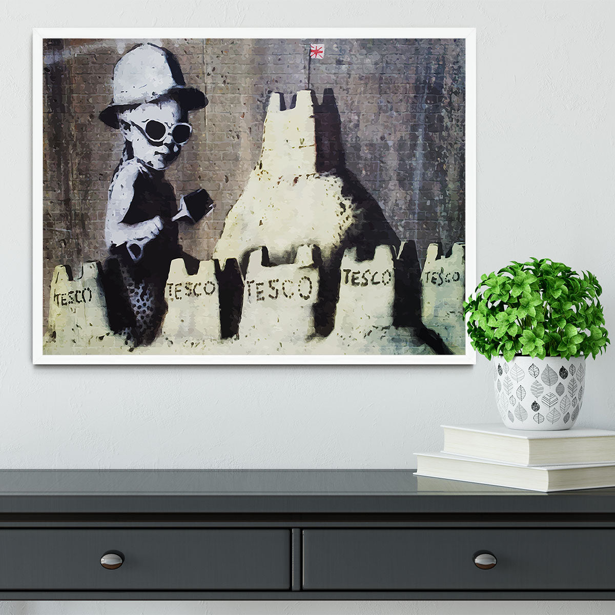 Banksy Tesco Sandcastle Framed Print - Canvas Art Rocks -6