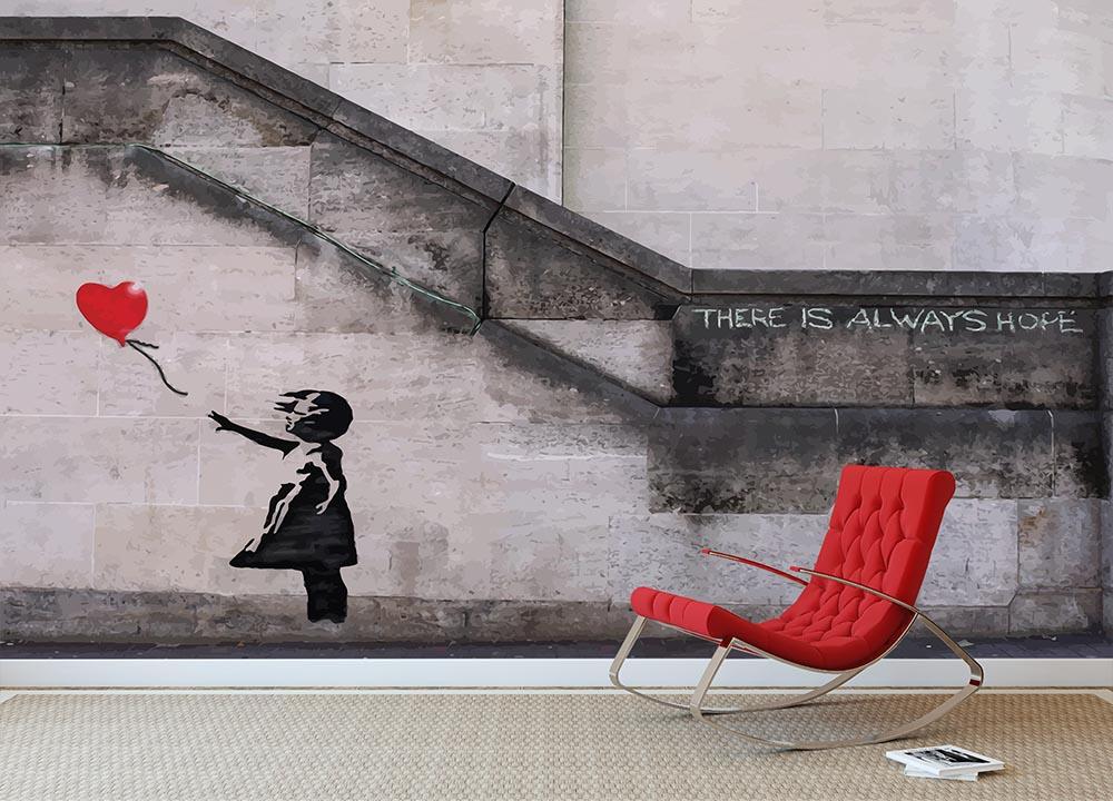 Banksy There Is Always Hope Wall Mural Wallpaper Canvas Art Rocks