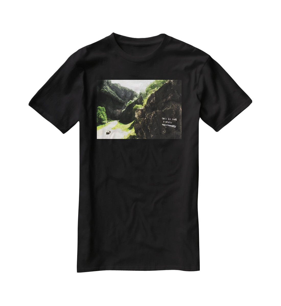 Banksy This is not a Photo Opportunity Cheddar Gorge Somerset T-Shirt - Canvas Art Rocks - 1