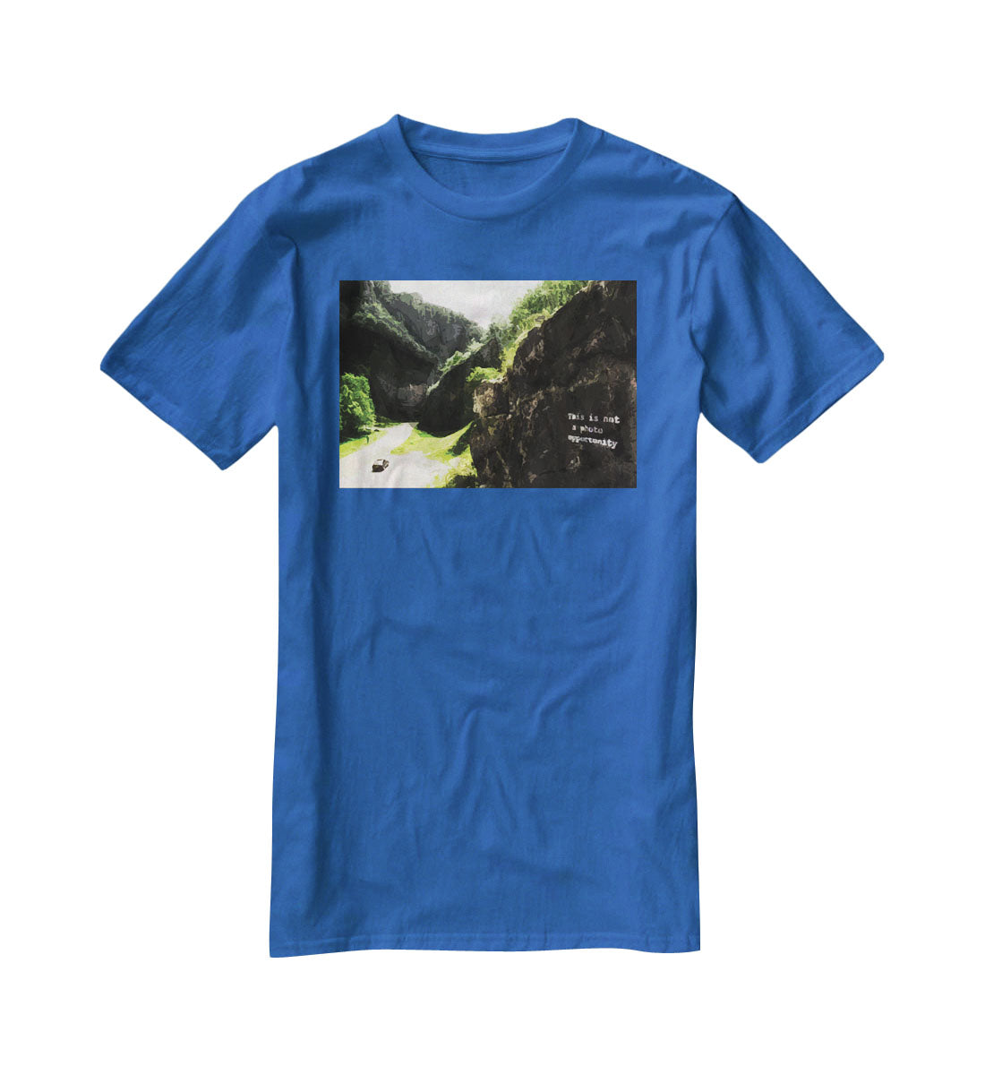 Banksy This is not a Photo Opportunity Cheddar Gorge Somerset T-Shirt - Canvas Art Rocks - 2