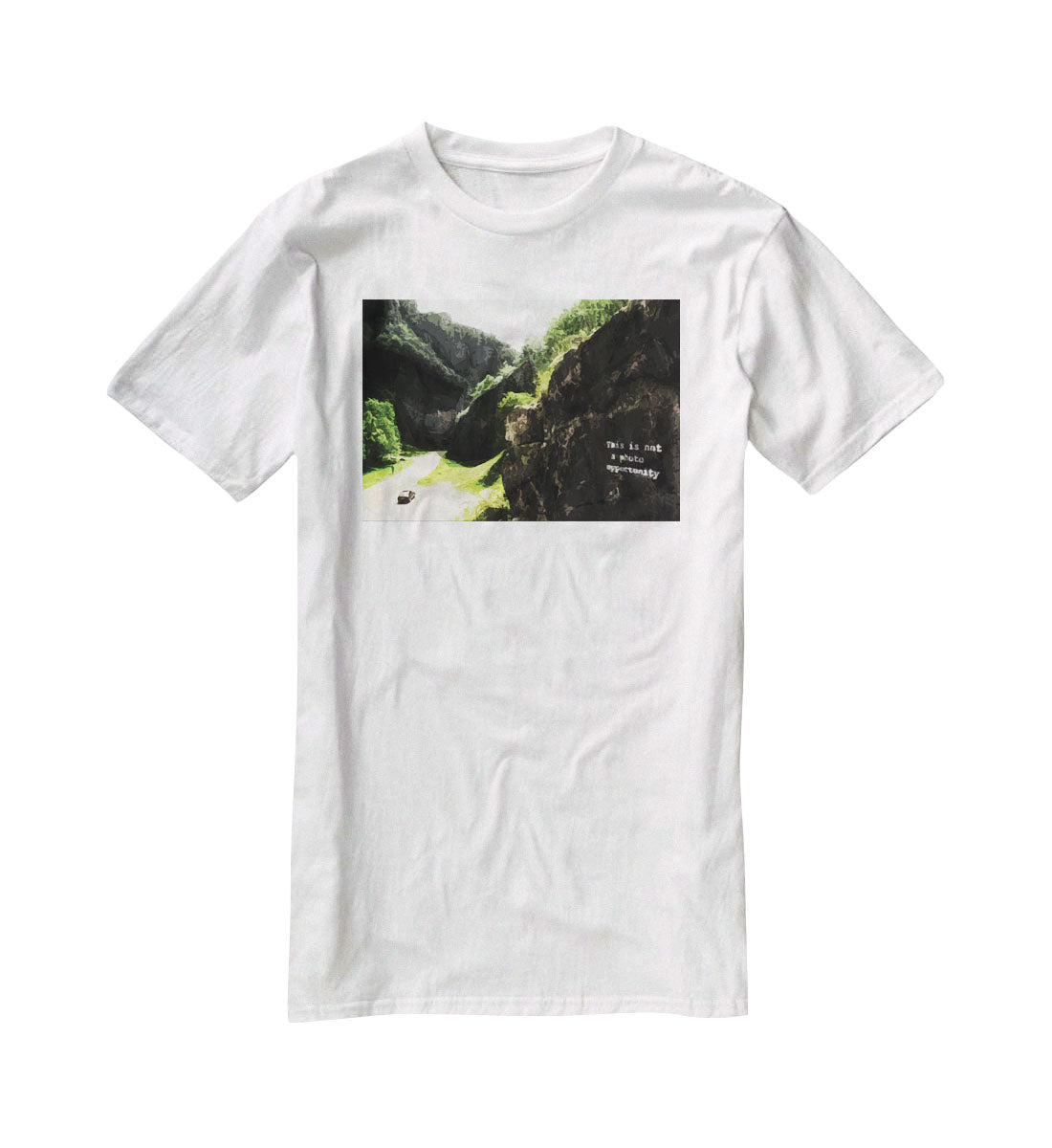 Banksy This is not a Photo Opportunity Cheddar Gorge Somerset T-Shirt - Canvas Art Rocks - 5