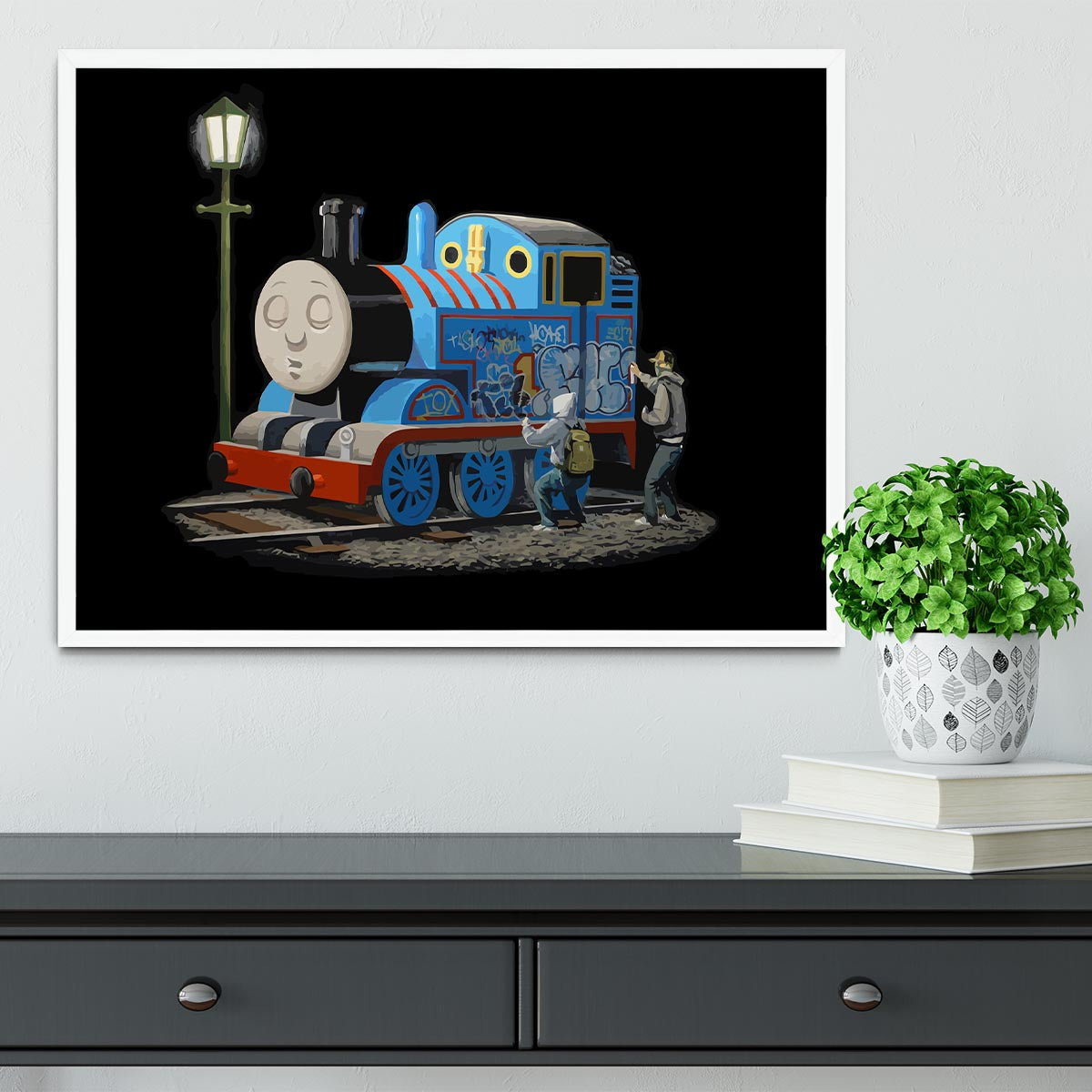 Banksy Thomas the Tank Engine Framed Print - Canvas Art Rocks -6