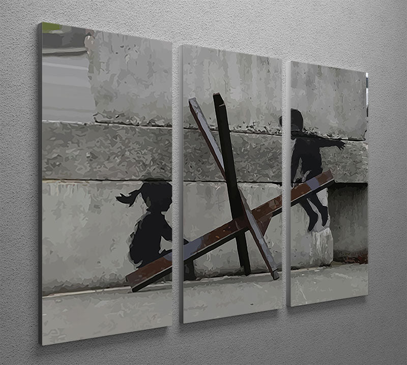 Banksy Ukraine Children Tank Trap See Saw 3 Split Panel Canvas Print - Canvas Art Rocks - 2