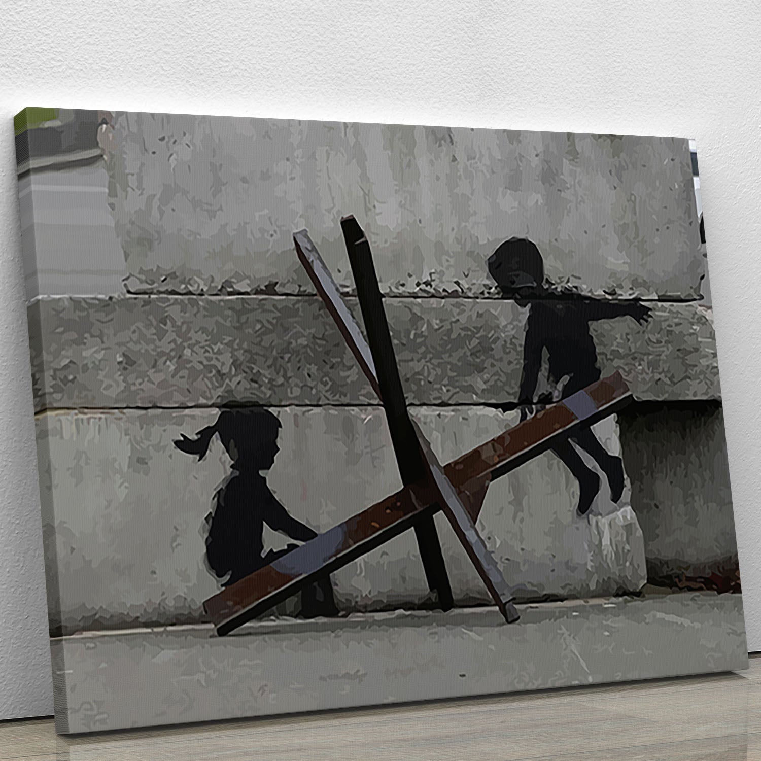 Banksy Ukraine Children Tank Trap See Saw Canvas Print or Poster