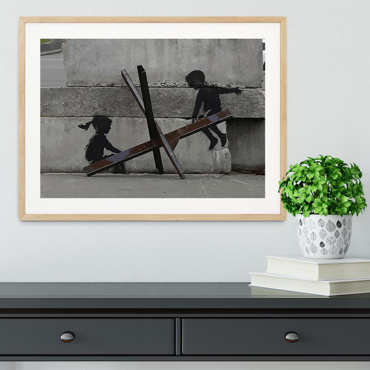 Banksy Ukraine Children Tank Trap See Saw Framed Print - Canvas Art Rocks - 3