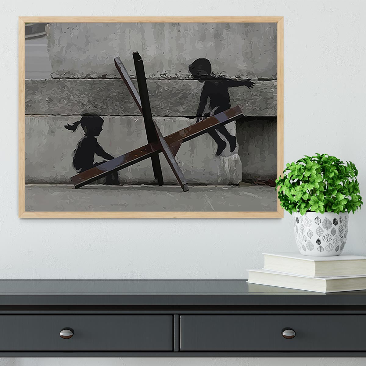Banksy Ukraine Children Tank Trap See Saw Framed Print - Canvas Art Rocks - 4
