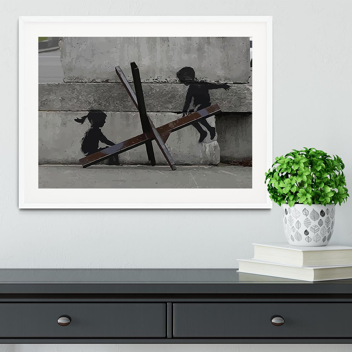 Banksy Ukraine Children Tank Trap See Saw Framed Print - Canvas Art Rocks - 5