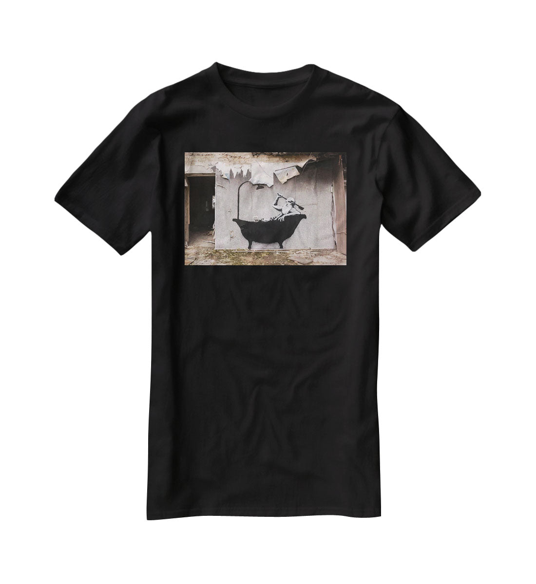 Banksy Ukraine Man In Bath T-Shirt - Canvas Art Rocks - 1