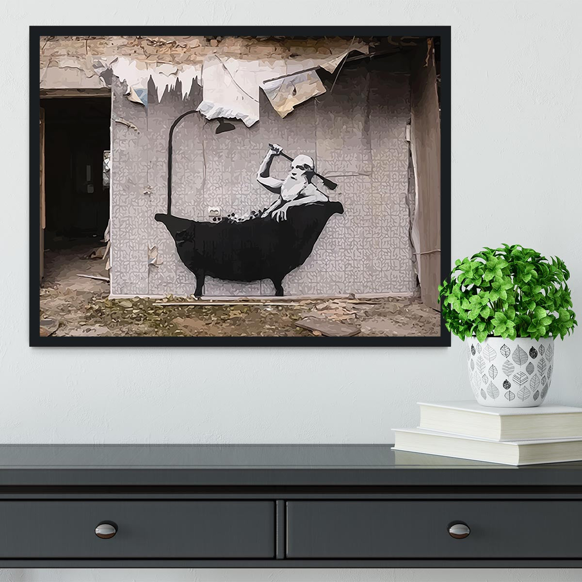 Banksy Ukraine Man In Bath Framed Print - Canvas Art Rocks - 2