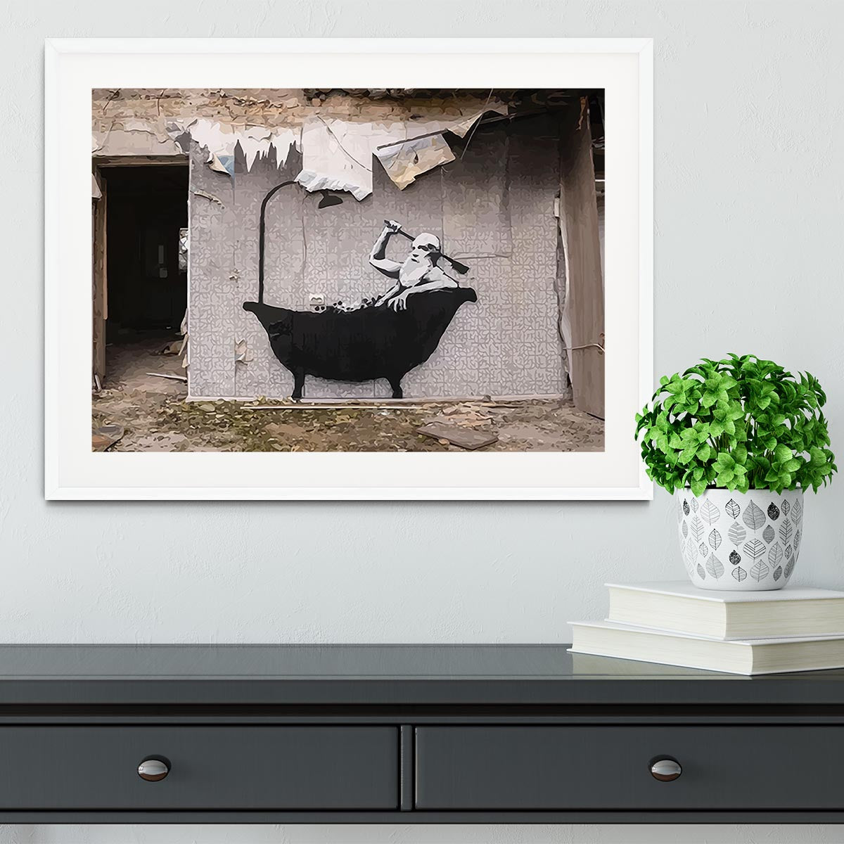 Banksy Ukraine Man In Bath Framed Print - Canvas Art Rocks - 5