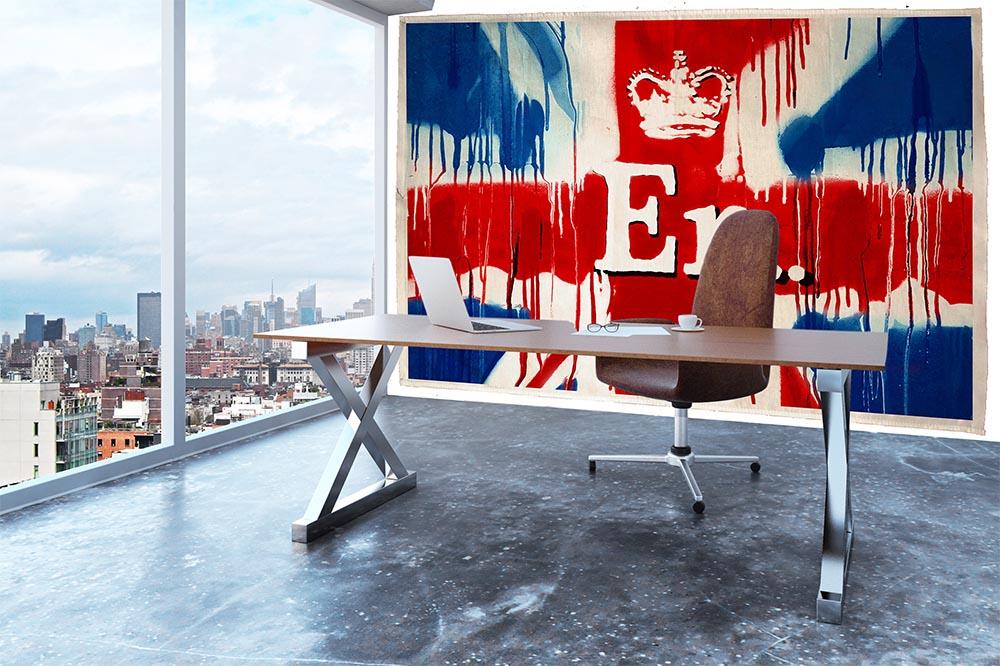 Banksy Union Jack ER Wall Mural Wallpaper - Canvas Art Rocks - 3