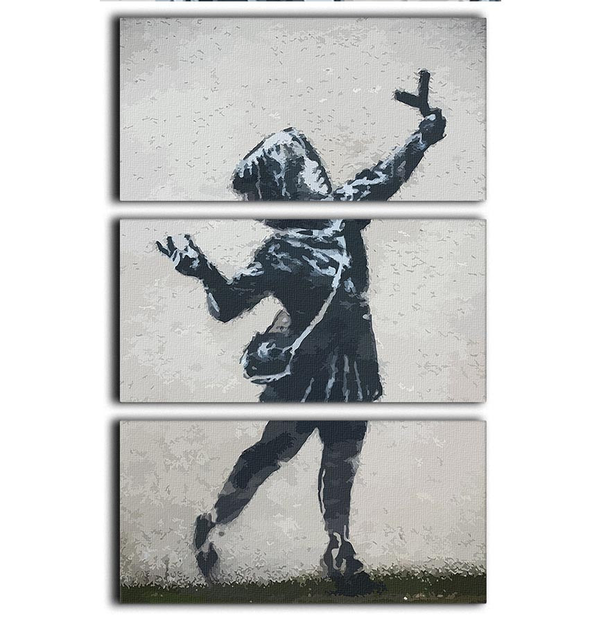 Banksy Valentines Day Marsh Lane 3 Split Panel Canvas Print - Canvas Art Rocks - 1
